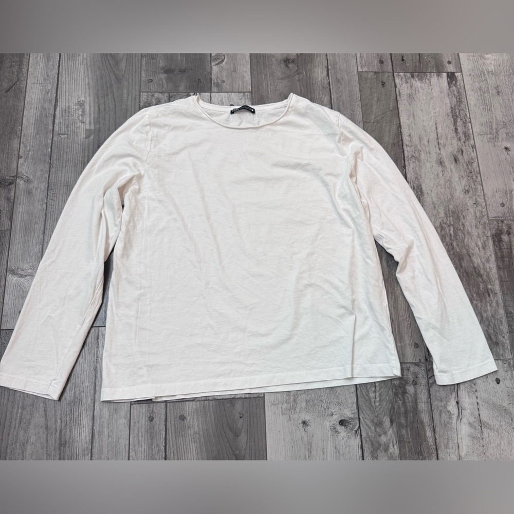 Zara Basic White Long Sleeve Top Knit XL